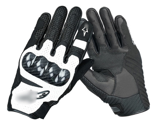 Guantes De Cuero Para Montar En Fibra De Carbono Moto