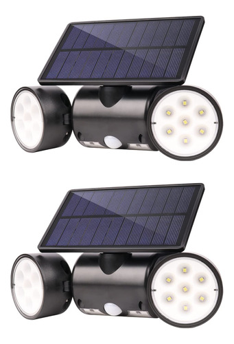 Foco Solar Doble Cabezal Con Detector De Movimiento