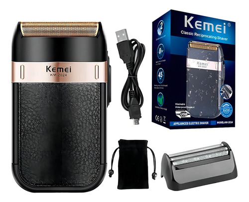 Barbeador Shaver Kemei Elétrico Com Cabeças Removiveis