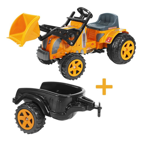 Mini Trator Infantil Com Pedal + Caçamba Fazendeiro Biemme Cor Laranja