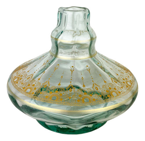 Vaso De Vidro Para Narguile Shisha Glass Detalhe Dourado