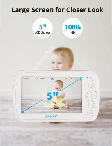 Lonnky Monitor Para Bebés Con Cámara Y Audio, Pantalla A Col