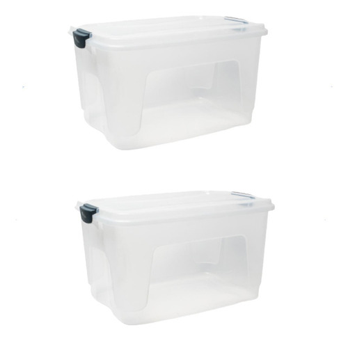 Kit 2 Caixa Organizadora Grande Multiuso Transparente 80l