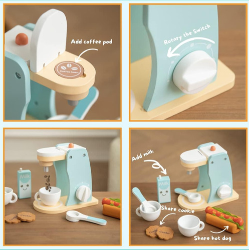 Accesorios De Cocina De Madera, Cafetera Para Niños, Cafeter