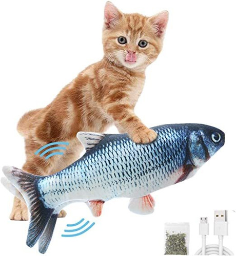 Peluche Pez Realista Con Movimiento Y Catnip. Carga Usb