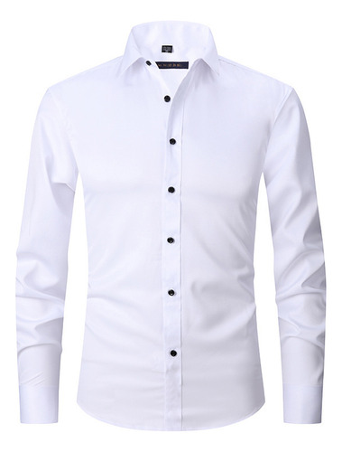 Camisa Slim Fit Manga Larga Para Hombre Casual R