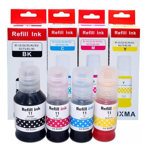 Kit 4 Tintas Para Impresoras Canon G2160 G3160 Genericas