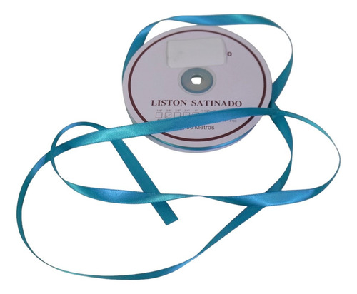 Listón Satinado Económico Satinado 2 Caras 1cm Con 50 Metros Color Turquesa Lisa