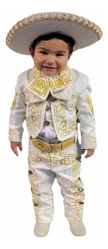 Traje Charro T/4 Completo Sombrero Camisa Moño Cinto Botin