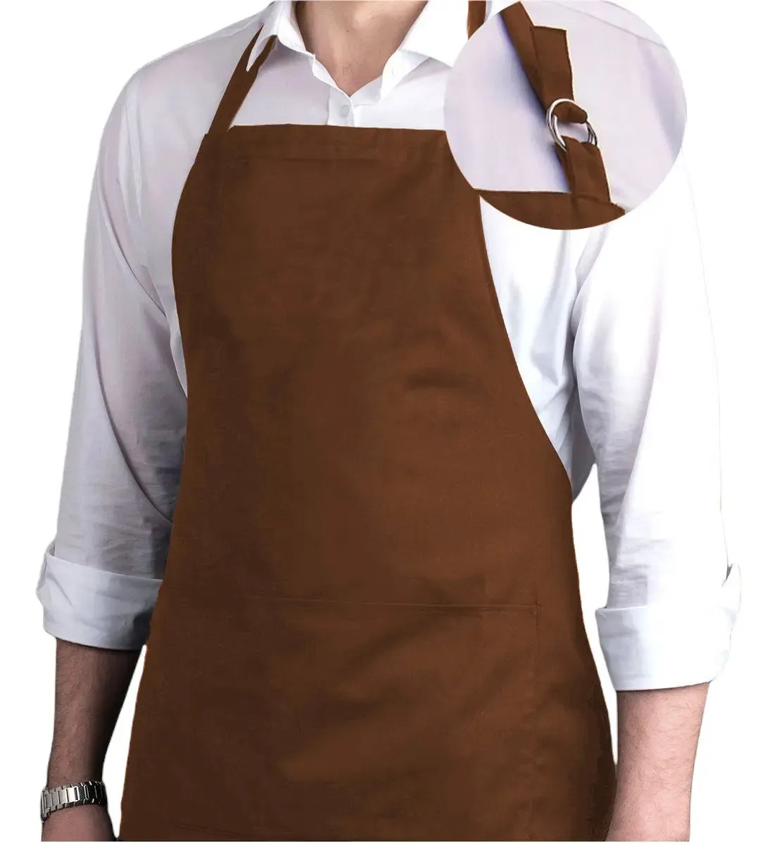Kit 2 Avental Brim Cozinha Restaurante Churrasco Chef Bar Cor Marrom