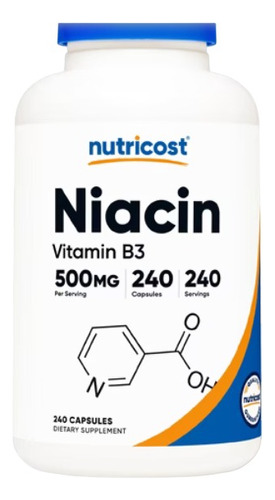 Nutricost Niacin B3 500mg 240ca - U - Unidad a $562