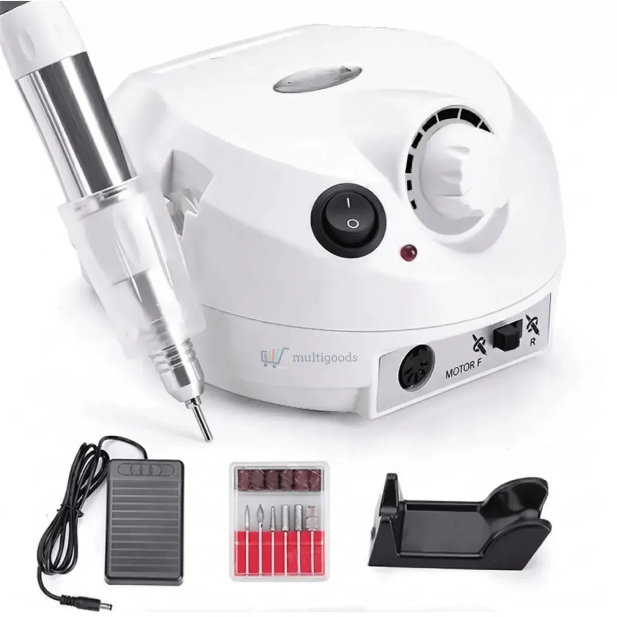 Lixadeira Elétrica Motor Porquinho Profissional Multigoods 65W Motor Bivolt com Pedal e Kit Brocas para Unhas