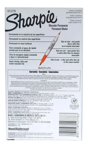 Marcadores Sharpie Doble Punta Twin Tip Naranja X 6u 1812778