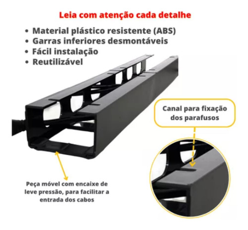 Organizador De Cabos E Fios Baixo Mesa Gaveta 0.5 Metros