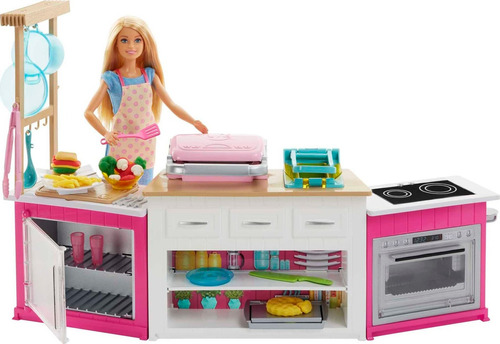 Barbie - Muñeca Barbie Con Cocina Completa