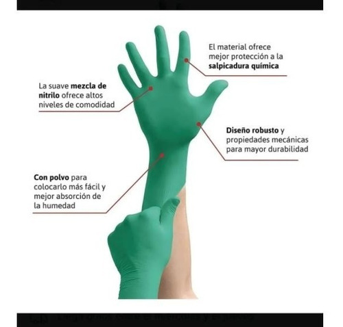 Imagen 2 de 3 de Guante Nitrilo Ultra Resistente Caja 100 Unidades! Talla M