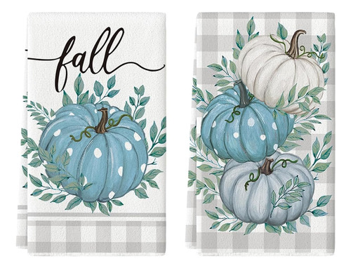 Juego 2 Toallas De Cocina Diseño Otoño Calabaza 45 X 66cm