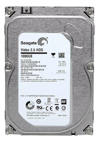 Disco Rígido Interno Hd Seagate Vídeo 3.5 St1000vm002 1tb Cor Prata