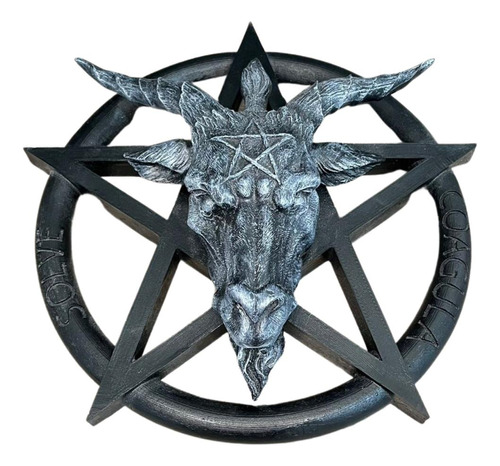 Placa Baphomet Efeito 3d - Studio Orion - Decoração Resina Cor Cinza