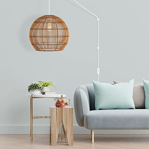 Lámpara Colgante Ratán Andromeda 48cm Ajustable Comedor Sala