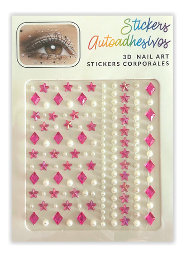 Strass Face Stickers Cristales Rostro Ojos  Rosado Pink 