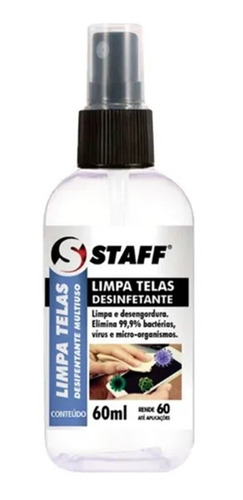 Limpa Telas  Desinfetante Multiuso Staff 60ml