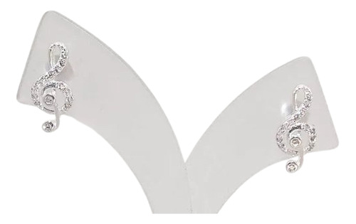 Aros Plata 925 Clave De Sol Cubic Engarzado Blanco