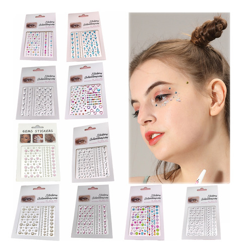 Perla Adhesiva De Estrás Para Cabello Cara Y Cuerpo 10 Pcs