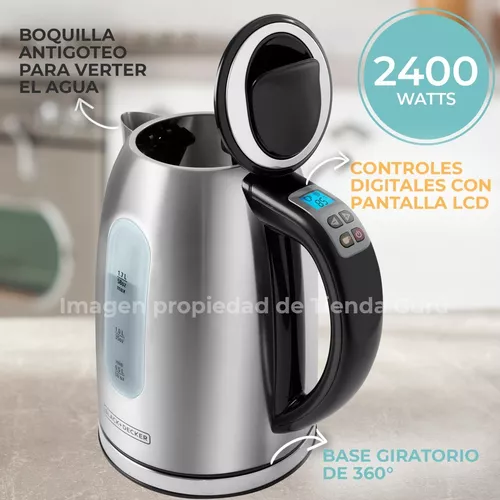 BLACK+DECKER Hervidor Agua Eléctrico Temperatura Regulable Mate Té