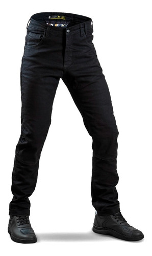 Pantalon Jean  Negro Moto Protecciones Solco Motoscba