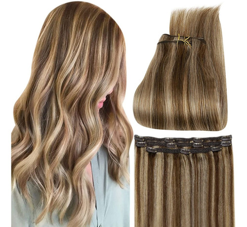 Extensiones Cabello 14in Marrón Oscuro Mezclado Con Rub 60gr