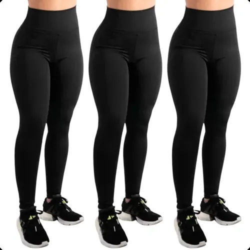MLB 3602861563 Calca Legging Kit 3 Grossa Suplex Cos Alto Leg Reforcada JM