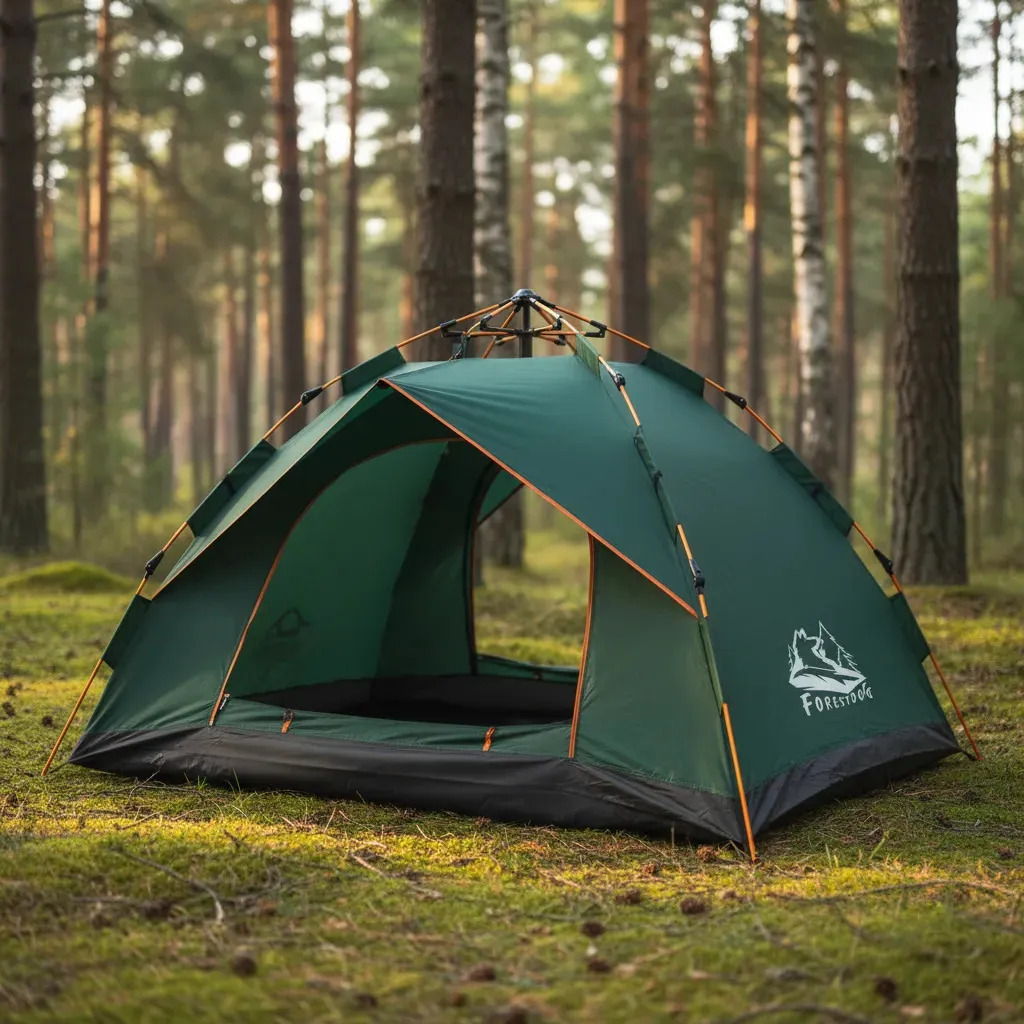 Barraca Camping Forestdog Automatica 4 Pessoas Impermeável Pop-up Barraca 210x205x135cm Verde-escuro