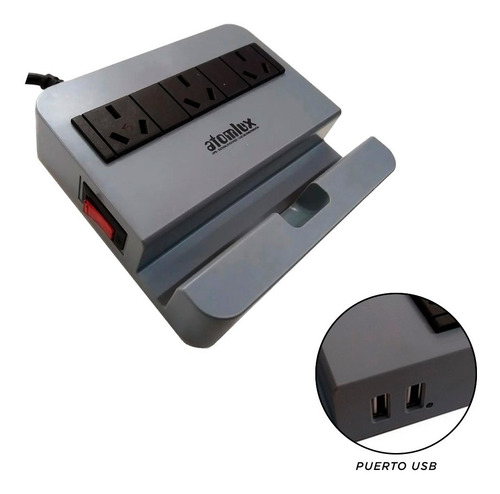 Imagen 1 de 6 de Estabilizador Protector Tension Atomlux R2200 Estacion Usb