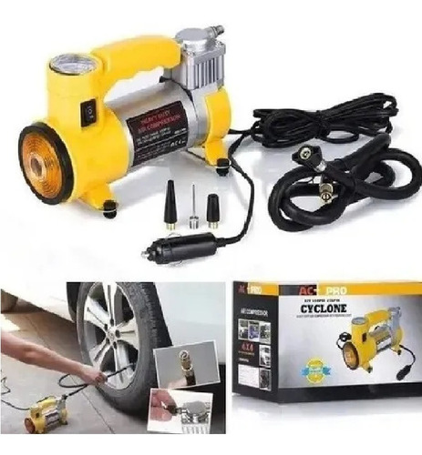 Compresor De  Carro Vehículo Automático Color Amarillo 12v