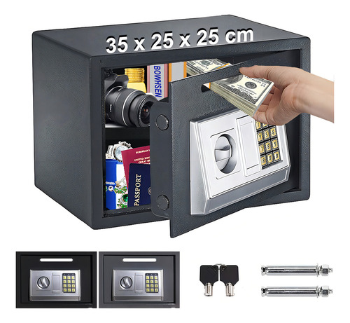 Caja De Seguridad Caja Fuerte Grande Combinación Y Llave Color Negro