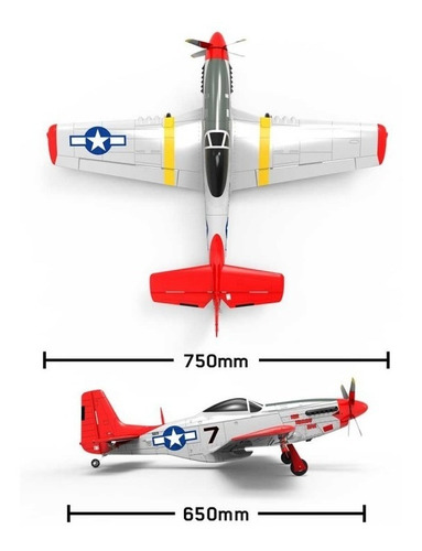 Imagen 2 de 7 de Avión Radiocontrol Rc 4 Ch Completo P-51 Estabilizador Gyro