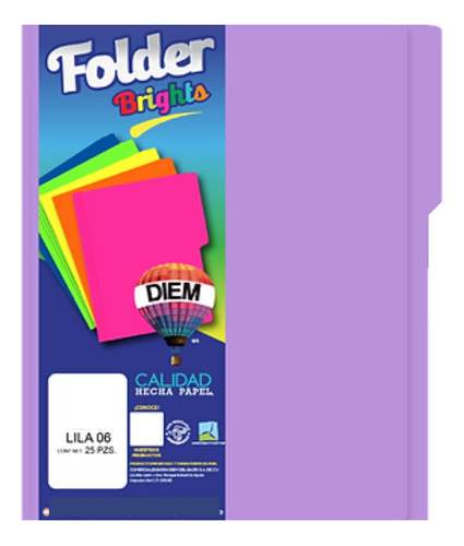 Folder Tamaño Oficio Colores Brillantes 25 Pzas Color Lila