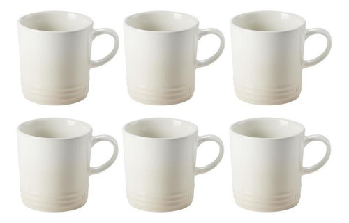 Jogo 6 Canecas De Chá De Cerâmica 350 Ml Meringue Le Creuset
