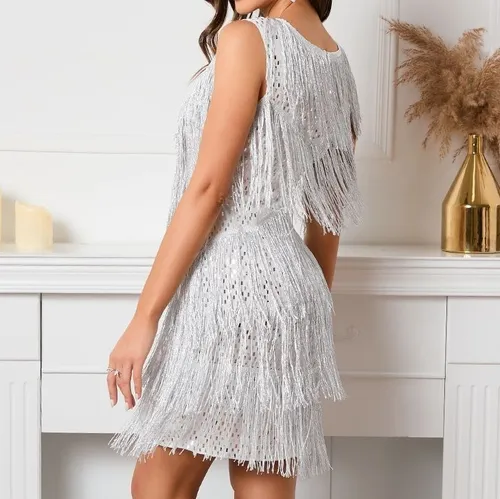 Vestido festa franja 2025