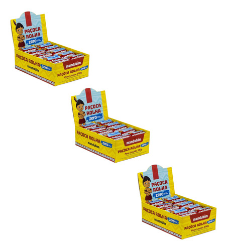 Paçoca Rolha Zero Açúcar Display Mandubim 20 Unid Kit 3uni