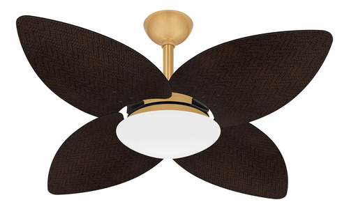 Ventilador Teto Dourado 4 Pás Palha Quarto Winds Ventax 110v