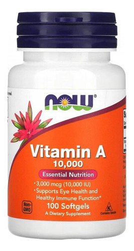 Vitamina A , Now Foods , 10.000 Ui, 100 Cápsulas Blandas 