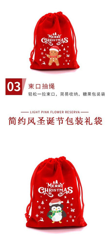 Bolsas De Regalo Navideñas De Terciopelo Rojo Con Cordón Par