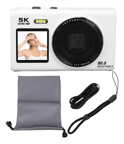Cámara De Vídeo Digital 5k Con Doble Pantalla, 80 Mp, Uhd, 1