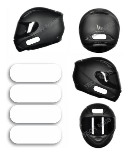 Kit Adesivo Refletivo Para Capacete Moto Grafite Preto Branc