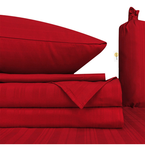Sábanas Matrimoniales 2500 Hilos Tacto Suave Egipcio Premium Diseño de la tela Rojo