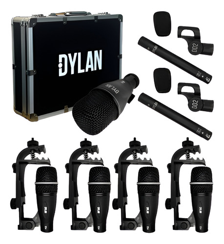 Kit Microfone Para Bateria + Maleta 7 Peças Dylan Dd-7 Cor P
