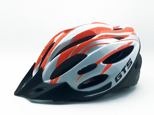 Capacete Com Sinalizador Led Ciclismo Bike Laranja Branco