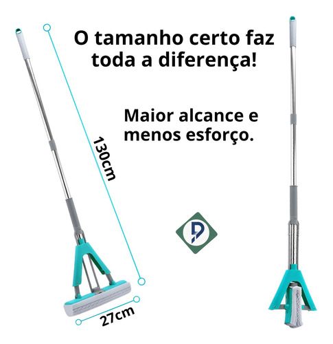 Rodo Mop Fácil Dobrável Torce E Seca Com Espuma Absorvente